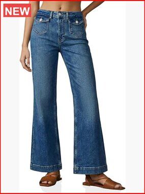 Wide Leg Jeans High Waisted Denim Pants with Pilcro Pockets